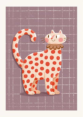 Polka Dot Cat | Kids Room Dopamine Decor