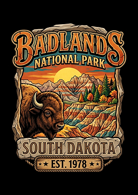 Badlands National Park Bison Sunset