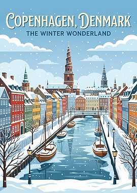 Copenhagen Winter Wonderland Travel Poster