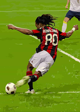 Ronaldinho kicking a soccer ball