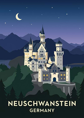 Neuschwanstein Castle at Night
