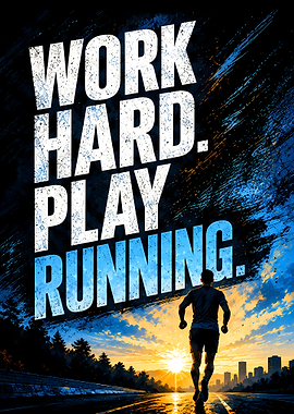 Work Hard Play Running Poster