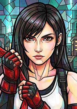 Final Fantasy VII Tifa Lockhart Stained Glass Art