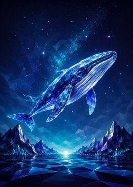 Crystal Whale in a Starry Sky