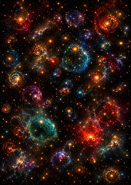 Vibrant Cosmic Nebulae and Stars