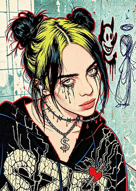 Billie Eilish with Devil and Angel