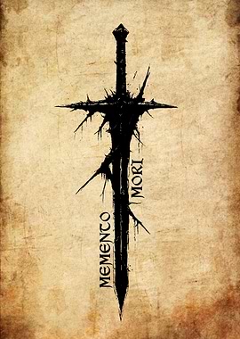 Dark Sword with Memento Mori Text