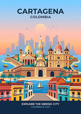 Cartagena Colombia Travel Poster
