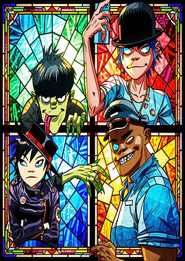 Gorillaz Stained Glass Window Art