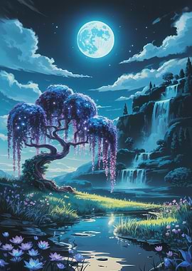 A Mystical Enchanted Night Landscape