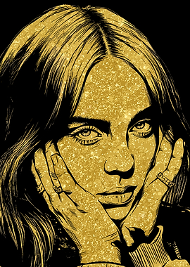 Billie Eilish Gold Glitter Portrait