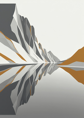 Minimal Geometric Mountain Reflection Artwork