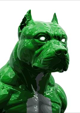 Green Pitbull Dog Sculpture