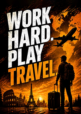Work Hard Play Travel Poster