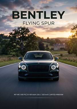 Bentley Flying Spur on a Country Road