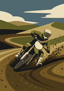 Motocross Rider on a Dirt Track