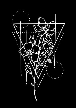 Geometric Floral Line Art