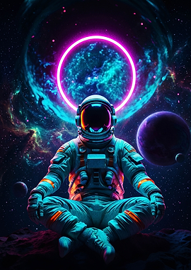Astronaut Meditating in Space