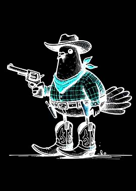 Cowboy Pigeon with Gun