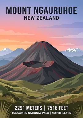 Mount Ngauruhoe New Zealand Poster