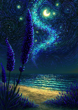 Starry Night Lavender Beach
