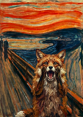 Fox Screaming in Edvard Munch Style