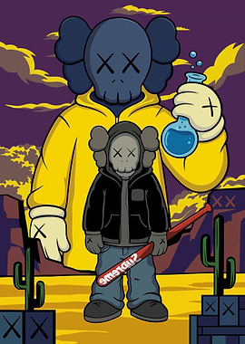 KAWS Companion Figures in Desert Landscape