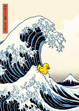 Rubber Duck on Great Wave
