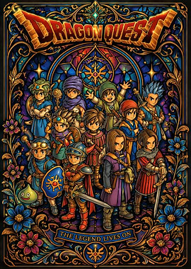 Dragon Quest Stained Glass Poster