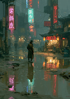Cyberpunk Ramen Street Scene