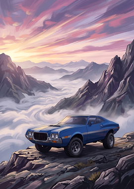 Classic Offroad Muscle Car Mountain Sunset