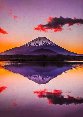 Mount Fuji Reflection at Sunset