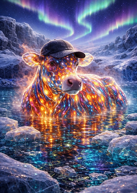 Cosmic Cow in Aurora Borealis