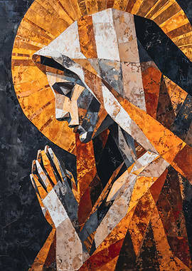 Geometric Mosaic Virgin Mary Painting