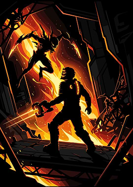 Isaac Clarke vs Necromorphs in Fire