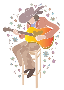 Musician Playing Guitar with Flowers