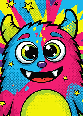 Cute Monster with Colorful Background