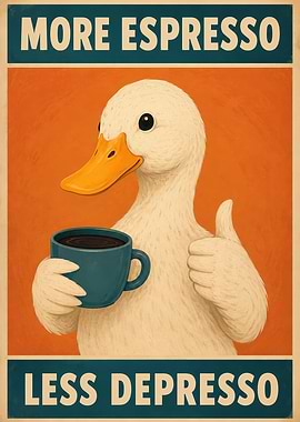 Duck with Espresso and Thumbs Up