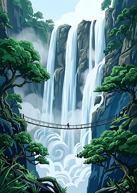 The Lone Hiker and Raging Canyon Cascade