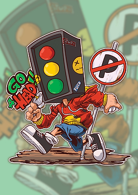 Traffic Light Character Running