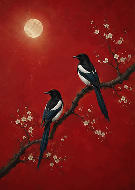 Two Magpies on a Branch