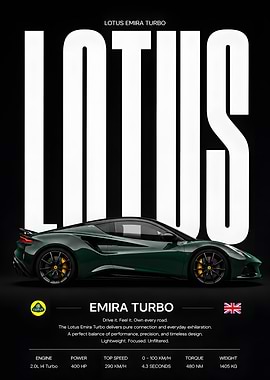 Lotus Emira Turbo Car Poster