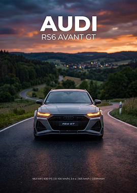 Audi RS6 Avant GT on a Winding Road