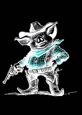Cowboy Pig with Revolver