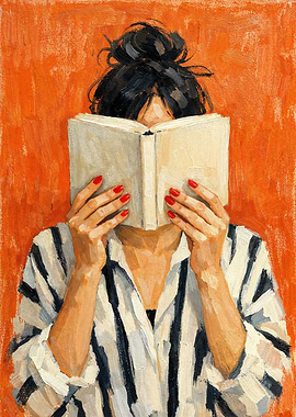 Minimalist Reading Woman Art