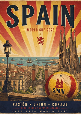 Spain World Cup 2026 Poster Vintage
