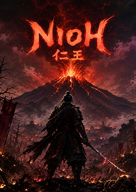 Nioh Samurai Facing Volcano