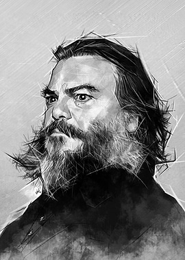 Black and White Portrait of Jack Black