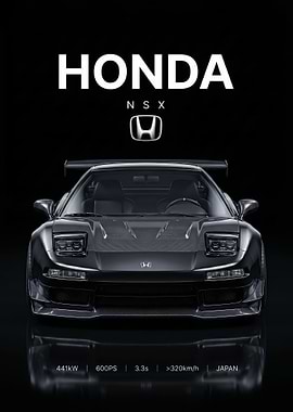 sleek sport Honda NSX Supercar black car poster