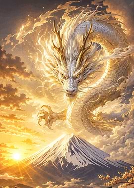 White Dragon Over Mount Fuji